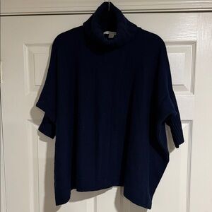 Diane Von Furstenberg Navy Turtleneck Poncho